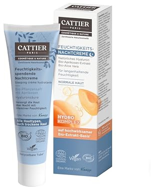 CATTIER PARIS Feuchtigkeits-Nachtcreme - Zertifizierte Naturkosmetik - Mit natürlichem Hyaluron - 30ml