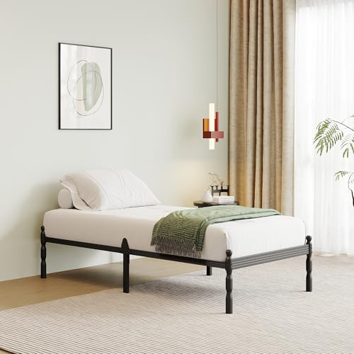 QFtime Metal Single Bed Frame with Underbed Storage and Steel Slat Support - Easy Assembly, Noise Free - 35.5cm High