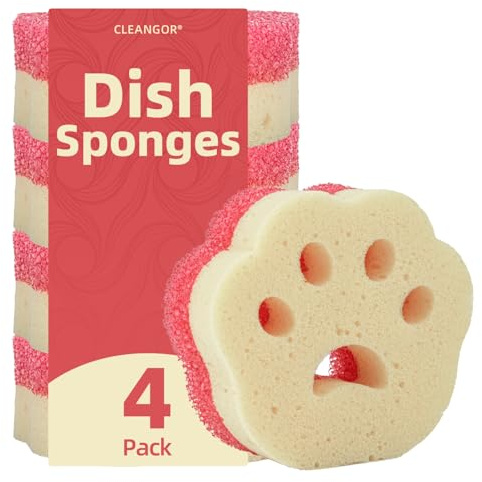 Cleangor 4 Piezas Estropajos para Manchas Difíciles, Superficies Delicadas