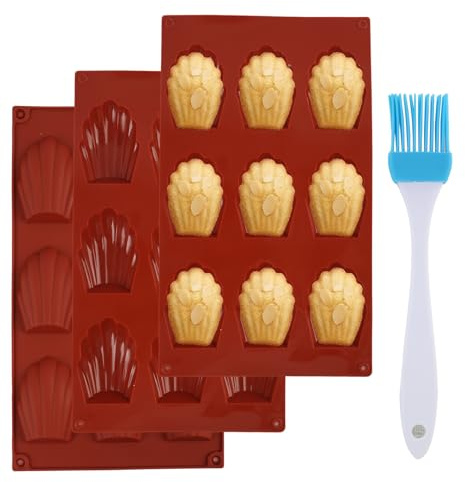 Juego de 3 moldes de silicona para magdalenas, galletas, chocolate, sin BPA, antiadherente, resistente de -60 °C a 240 °C, fácil limpieza, molde pastelería