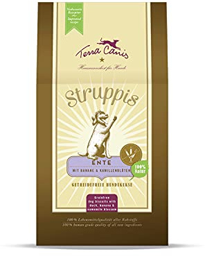 Terra Canis anka, banan och kamomillblomma – struppis, 100 g I premium hundsnacks i 100 % livsmedelskvalitet av alla råvaror I spannmål – och glutenfri
