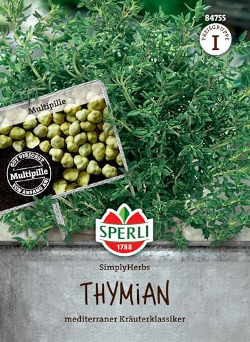 Sperli Thymiansamen SimplyHerbs 84755 - mediterrane Kräuterklassiker - einfache Anwendung - mehrjährig - winterhart - Multipille, Samen Gemüse, Gemüse Pflanzen