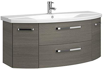 Lomadox Waschtisch 120cm mit WB-Unterschrank & Waschbecken in Dekor Graphit Struktur quer Nb.