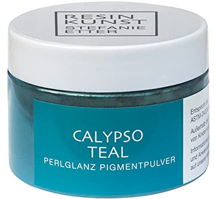 Resin Kunst Perlglanz Pigmentpulver, Calypso Teal, 50 g, Mica Pulver, Farbpigmente, Farbe für Kunstharz, Epoxidharzfarbe in grünblau