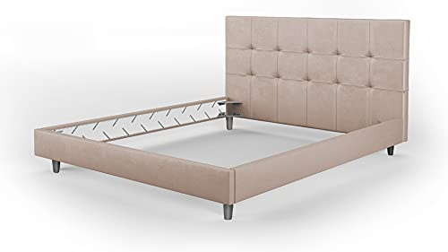 BiBi Relax Letto Matrimoniale Imbottito in Velluto Panna | Testiera Imbottita, Telaio Ideale per Tutti i materassi 160 x 190 cm: Memory Foam, Poliuretano, Lattice o a Molle 100% Made in Italy