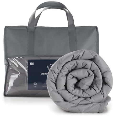 Blumtal Manta lastrada 135x200 cm - Manta de relajación con Material Exterior 100% algodón - Manta lastrada 7kg - Manta terapéutica 135x200 con Relleno de Perlas de Vidrio para Dormir antiestrés