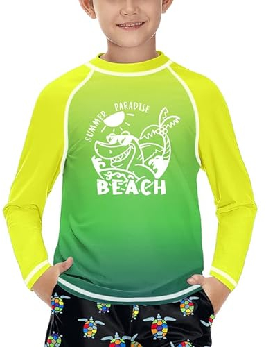 Jungen Atmungsaktiv UV Shirt Langarm Rundhals UPF 50+ Schnelltrocknend Rashguard Beach Grau 120