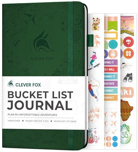 Clever Fox - Journal de poche Bucket List - Liste d'aventures inspirante et livre de voyage - Carnet de motivation pour un usage personnel et les couples - Format de poche 9,7 x 16,5 cm