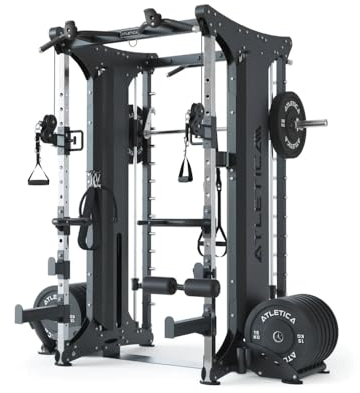 ATLETICA Dual | Multipresse | Doppelseitige Smith Maschine Kraftstation mit Steckgewichten | Studio Qualität | 472kg Eigengewicht | Training zu zweit