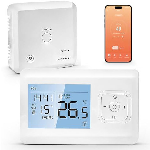 Thermostat Connecté WiFi, Programmable Thermostat sans Fil Thermostat Connecté pour Chaudière/Chauffage au Sol à Eau Commande Vocale et Contrôle à Distance Compatible avec Alexa et Google Home