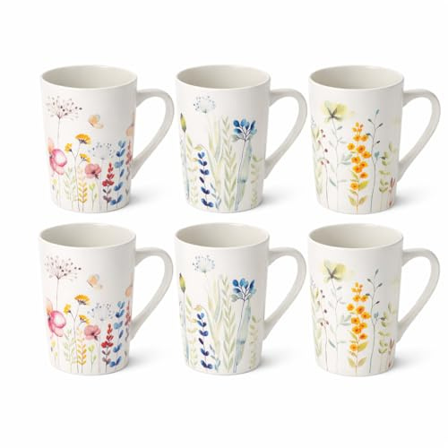 Teemando 2 x muggar Jorid New Bone Kina, matt 3-faldigt sorterad, 0,3 l H 12,1 cm, Ø 7,5 cm = 6 muggar
