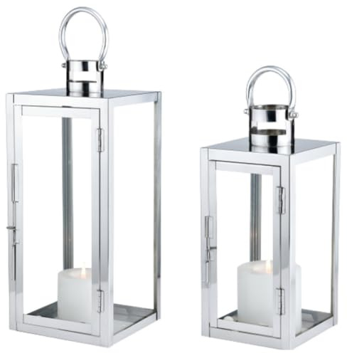 2-pack LED-lyktor i skandinavisk design för balkongen och trädgården, Marra Silver