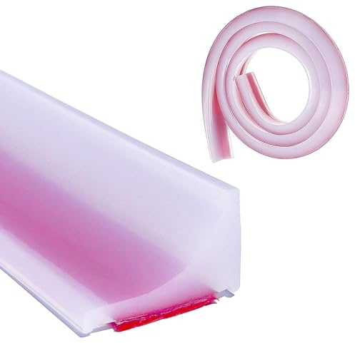 Striscia di protezione contro le cadute per doccia, autoadesiva, 2 m x 20 mm, con gomma siliconica, autoadesiva, per separazione da bagnato e asciutto, per cucine, bagni, lavandini (trasparente)