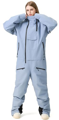 HOUZONIY Skidoverall för kvinnor, snödräkt, skidoverall, skidåkning, skiddräkter, overall, kvinnor, snowboard, skiddräkt, utomhussport, 729+blå, XL