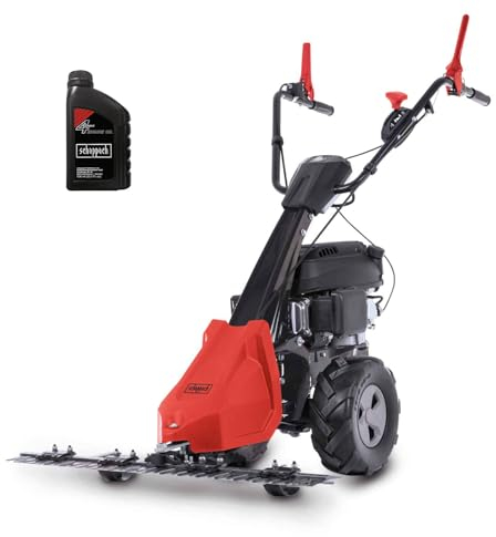 Scheppach Benzin Balkenmäher BMS196-88 | Schnittbreite 880mm | Schnitthöhe 30-60mm | 5,7 PS / 196ccm | für Rasenflächen bis 3000m² | Rasenmäher mit Radantrieb | Hochgrasmäher | inkl. Motoröl