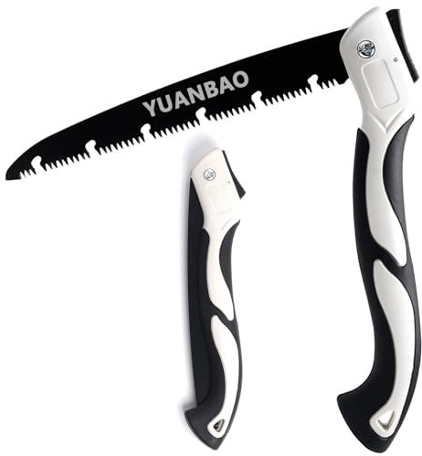 YUANBAO 10 Inch Folding Saw, Pruning Hand Saw for Wood Cutting, Garden Pruner with SK5 Curved Blade, Triple- Cut Razor Teeth, Foldable Handsaw for Tree Trimming, Camping, Gardening and Carpentry