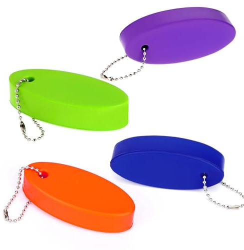 4 Stücke Ovaler Schlüsselanhänger Schwimmend, Mehrere Farben Leichtes Schwimmender Schlüsselanhänger Boot Wassersport Zubehör für Bootfahren Schwimmen Tauchen Angeln