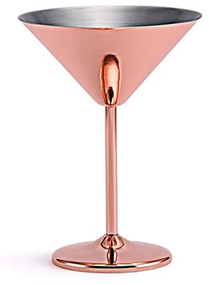 Cetfuro Bicchiere da Cocktail Martini nel Acciaio Inossidabile Bicchiere da Vino con Base Alta Bicchiere da Vino Infrangibile Bicchiere nel Metallo Bicchiere da Champagne Rame