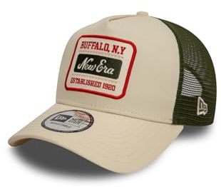 New Era NE Patch Trucker Adjustable Cap NE Logo Beige Khaki, Size:OneSize