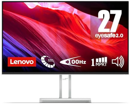 Lenovo L27i-4A Monitor 27 FHD (1920x1080), IPS, 1ms, 100Hz, Altoparlanti integrati, Low Blue Light, Bordi Ultrasottili, Regolabile, HDMI e VGA