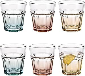 TREND FOR HOME Cocktailgläser Groß Trinkglas Cuba Libre Gläser, 280ml, Set von 6, Cocktail Highball Wasser Glässerset XXL Tumblers Retro Design, GIGI Kollektion, WATERCOLOR OMBRE-Handwäsche