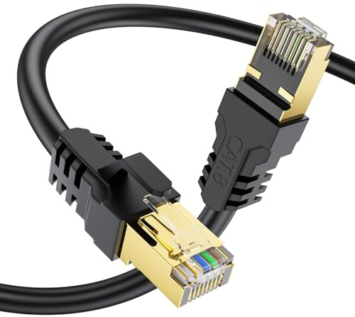 YSONG Câble Ethernet Cat 8 5m, Haute Vitesse 40 Gbit/s, 2000 MHz, 26 AWG, Cable RJ45 Plaqué Or, Pour Routeur/PC/Jeux/Modem, Plus Rapide que Cat7/Cat6/Cat5