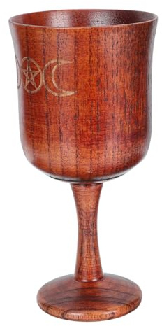 UKCOCO Sacré Calice Bois Naturel Pentagramme Décoration Religieuse pour Autel Rituel Sacrifice Maison