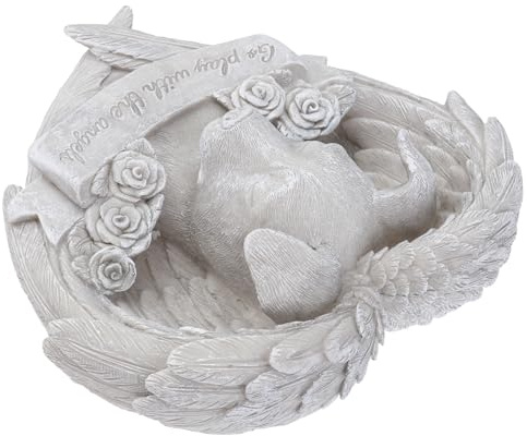 SUPVOX Pietra Commemorativa per Cani in Resina Scultura Angelo Tomba Commemorativa da Giardino per Animali Domestici Ornamento Lutto per Cortile Singolo Pezzo