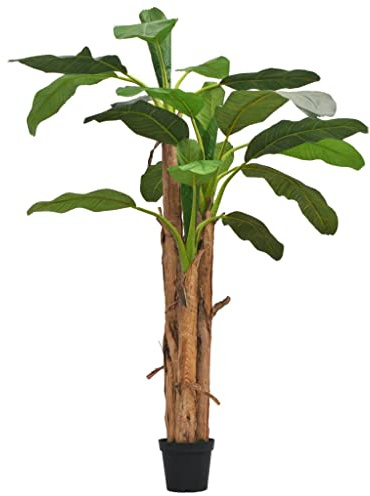 Runheo Árbol de plátano artificial con maceta de 250 cm de madera auténtica, 21 hojas, realista y fácil de limpiar, ideal para oficina, salón, balcón, terraza, interior y exterior