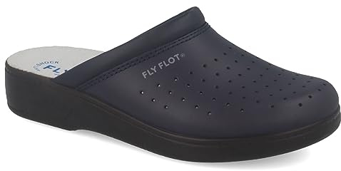 Fly Flot | Man Professional, Zoccoli Sanitari Uomo, Ciabatta con Tomaia in Pelle Forata e Sottopiede in Pelle Scamosciato, Blu, 47