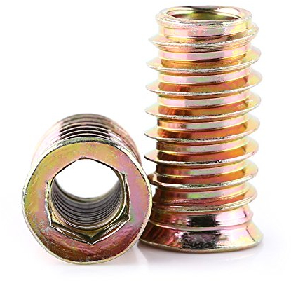 threaded inserts for wood ◈ Fydun Insert Nut 20pcs Carbon Steel Hex Socket Drive Insert Nuts Threaded For Wood Furniture M6 M8 M10(M8*25mm)