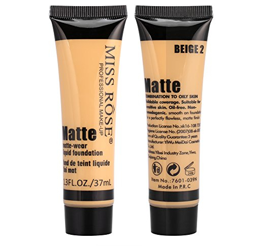 Grundierung Makeup, Glatte Make-up Basis,Gesicht Flüssige Grundierung, Matte Wear Concealer Deckungscreme, Liquid Foundation Makeup(BEIGE 2)