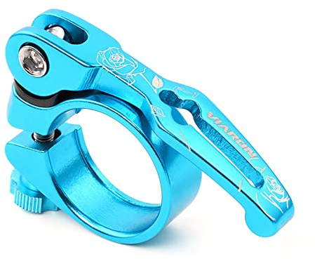 VIARON Fahrrad-Sattelstützen-Klemme, Aluminiumlegierung, Schnellspanner, 31,8/34,9 mm (blau, 31,8 mm)