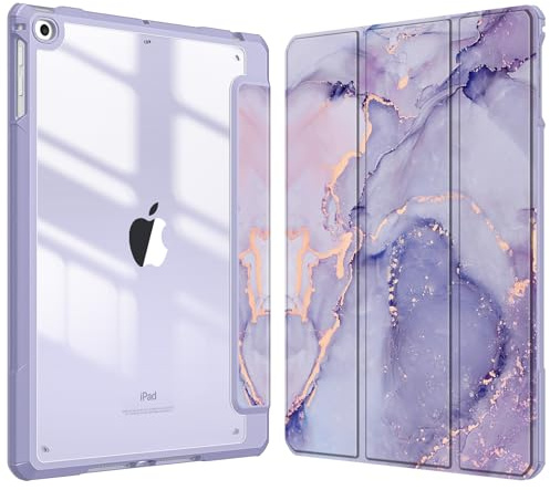 FINTIE Hybridfodral med pennhållare för iPad 6. generationen 2018/iPad 5 Gen 2017/iPad Air 2/iPad Air 9.7 tum – stötsäkert fodral med genomskinligt hårt skal på baksidan, Lila Marmor