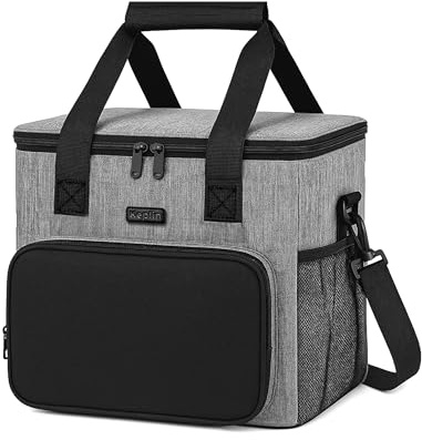 KEPLIN Insulated Cooler Bag 16L Waterproof & Leak Resistant with Shoulder Strap, Side & Front Pockets Portable Lunch Box for Picnic, Camping, Beach, Travel & BBQ, Outdoor Use, (30 x 23 x 23 cm)