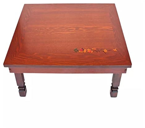 Klapptisch Antike Möbel Wohnzimmer Niedriger Holz Couchtisch Rechteckiger Traditioneller Tisch Holz (Rosso 81x81x31.5cm)