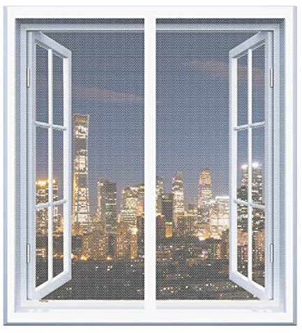 Fliegengitter Für Dachfenster 50 x 100 cm Insektenschutz Fenster Kein Stanzen Erforderlich Easy Install Magnetvorhang Für Balkontür Terrassentür, Weiß