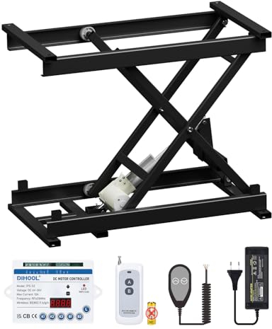 DIHOOL Scherenhubtisch Elektrisch scherenhebebühne kfz hebebühne DIY hubtisch(150kg Tragkraft,485mm Hubhöhe)