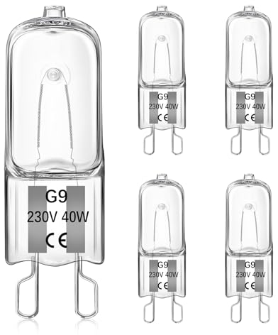 G9 40W Halogen Backofenlampe 300 Grad, Dimmbar 230V, Warmweiß 2700K 520LM, G9 Backofen Halogenlampe für Backofen, Mikrowellenherde, Tischlampen, 5 Stück