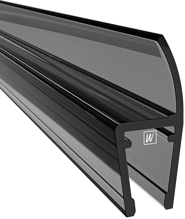 WAKA PRO-L Duschdörrstätning och duschläpp av hög kvalitet transparent svart transparent duschtätning för duschdörrar 6–8 mm tjocka, duschkabintätningar och tätning