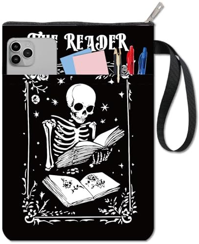craspire Buchumschläge Mit Skelett Motiv Schwarzer Buchschutz Gotische Buchhülle Für Taschenbücher Waschbarer Buchumschlag Aus Stoff Mit Reißverschluss Und Zusätzlicher Ärmeltasche Für Buchliebhaber