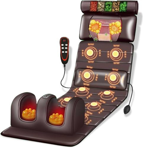 XFQZJG Massage Mat With Heat 10 Vibrating Nodes Full Body Massage Mat With Adjustable Pillows Heating Pads, For Neck And Back Muscle Relaxation