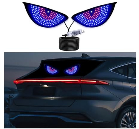 2Pcs Lampe d’Oeil de démon de Voiture, Pare-Brise de Voiture Oeil LED, fenêtre arrière de Voiture Oeil de démon LED, Lampe de Voiture d’Oeil de démon Dynamique, lumière d’Oeil de démon de Voiture LED