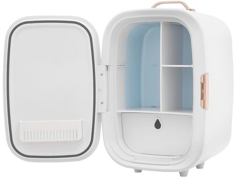 HuKaiL 12L Mini Frigo, 4-60℃, Congélateur Portable, Petit Mini Réfrigérateur Réfrigérateur et Chauffage avec 2 Séparateurs Mesh, Réfrigérateur Skincare, Minibar pour Chambre, Salle de Bain, Bureau