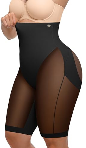 SHAPELLX Tummy Control Butt Lifting Shapewear for Women High Waisted Body Shaper Invisible Shorts (Black Large)