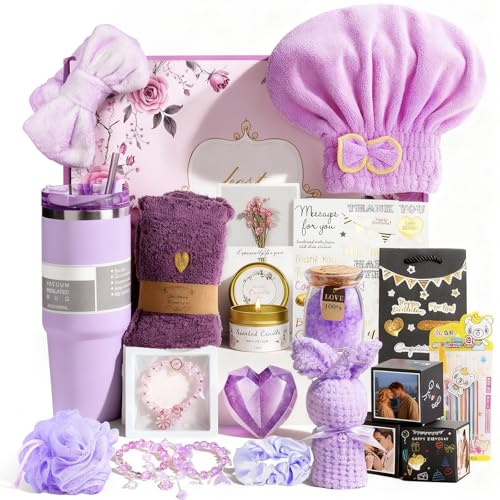 Unique Birthday Gift Basket for Women,Self Care Gift for Women Get Well Soon Gifts，Sympathy Gift Care Package Thank You Friendship Gifts for Her，Relaxing Spa Gifts Set for Sister Mom Wife Coworker