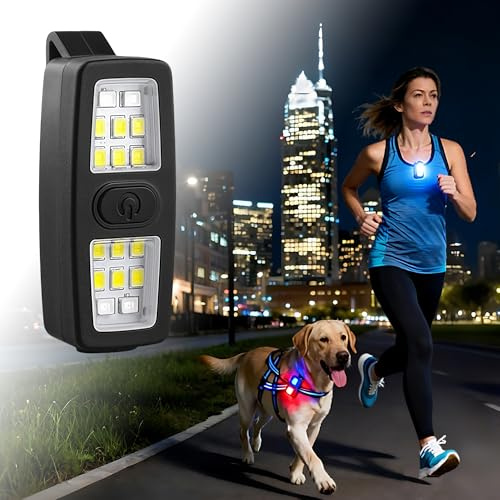 Sundonix Dog Walking Clip On Torch - Body Chest Wrist Light for Runners Led Flashlight Hands Free Night Running Safety for The Dark Rechargeable Portable Camping Hiking (Black)