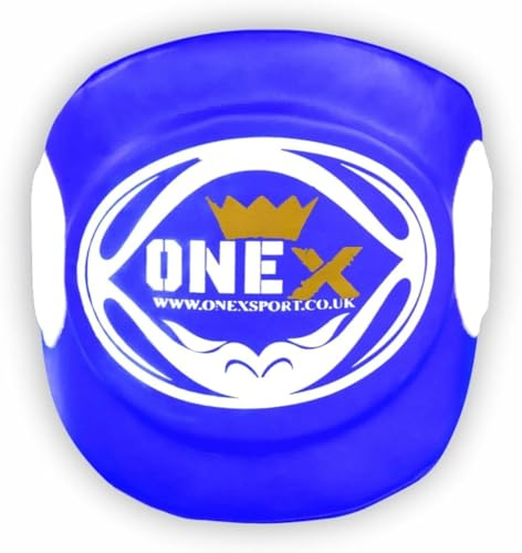Belly Pad for Boxing, MMA, Muay Thai - Heavy-Duty Abdominal Protector for Body Shots & Sparring - Kick Shield Trainer Pad for Martial Arts, Kickboxing, Karate, and Combat Training (Blue)