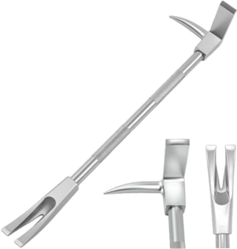 Strumento Halligan, Artiglio per Unghie Pesante in Acciaio Forgiato con Testa Ascia 3 in 1 E Forchetta A Punta - Piede di Porco Multifunzionale per Soccorso E Lavori di Demolizione 610mm