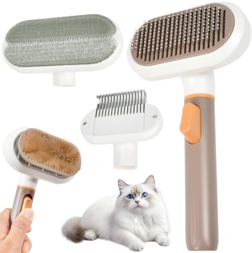 MUFANSU Brosse Autonettoyante pour Animaux de Compagnie, 3 En 1 | Brosse pour Poils Longs et Courts Bross à Râteau pour Chiens Bross e Sous Poil et Brossei pour Chat Autonettoyante
